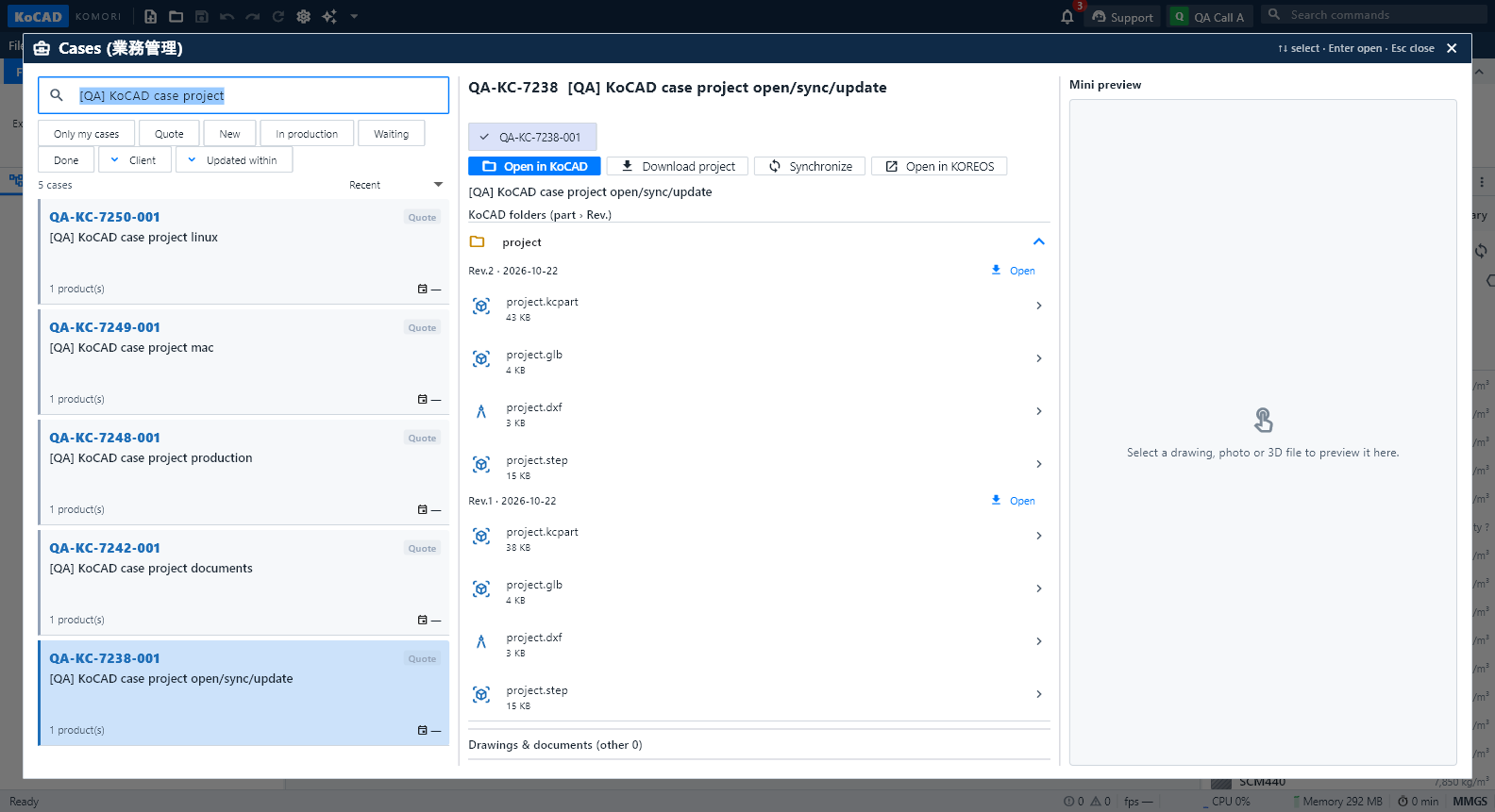 Case projects — KoCAD 0.21.0