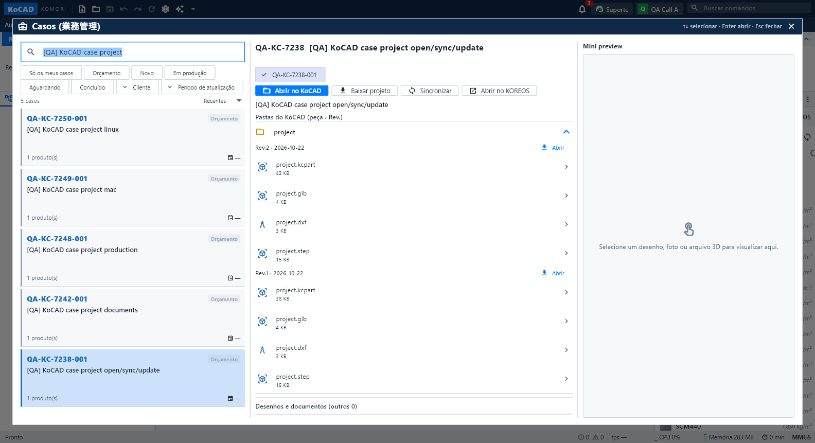 Case projects — KoCAD 0.21.0