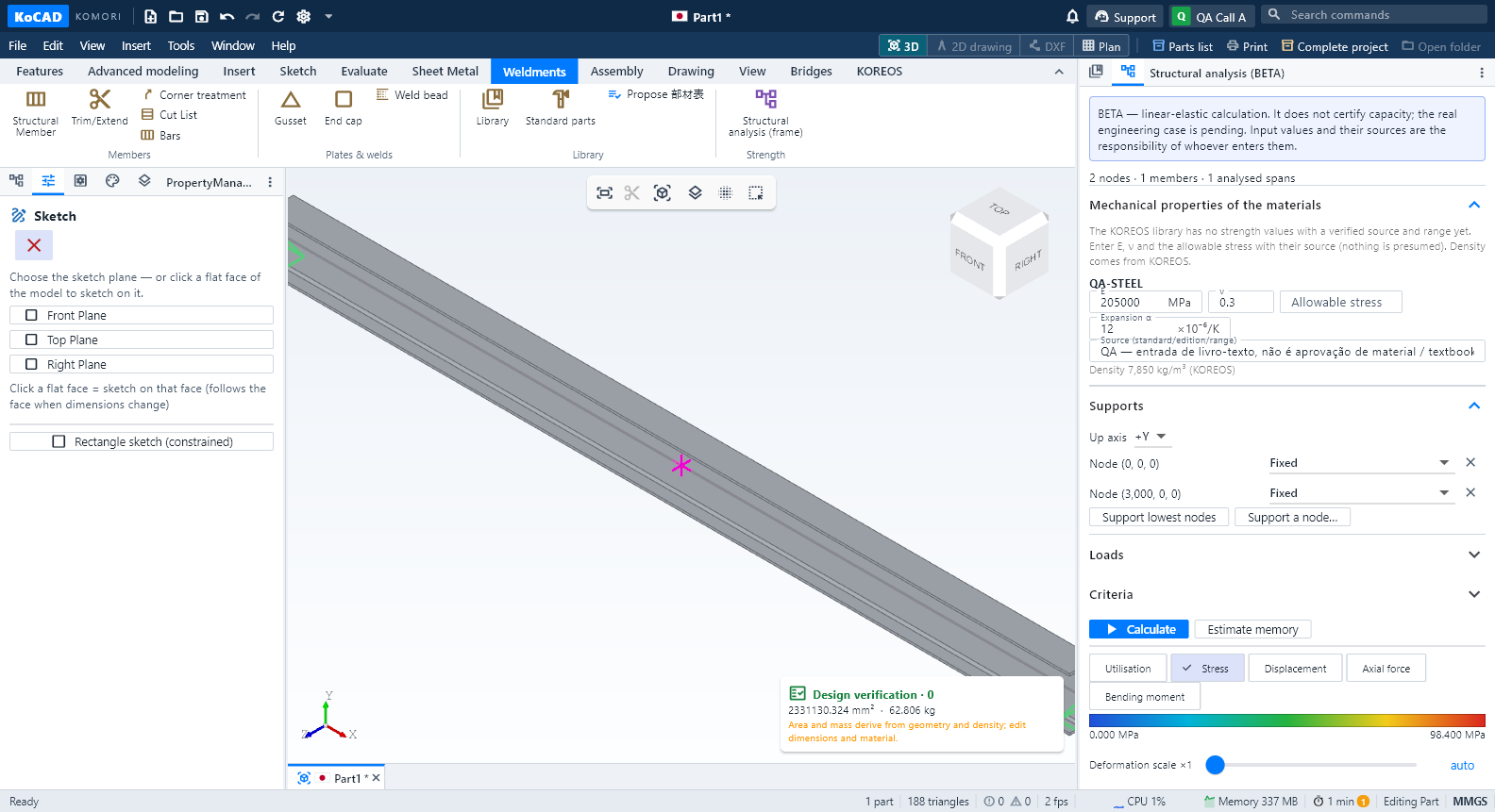KoCAD 0.31 — bar